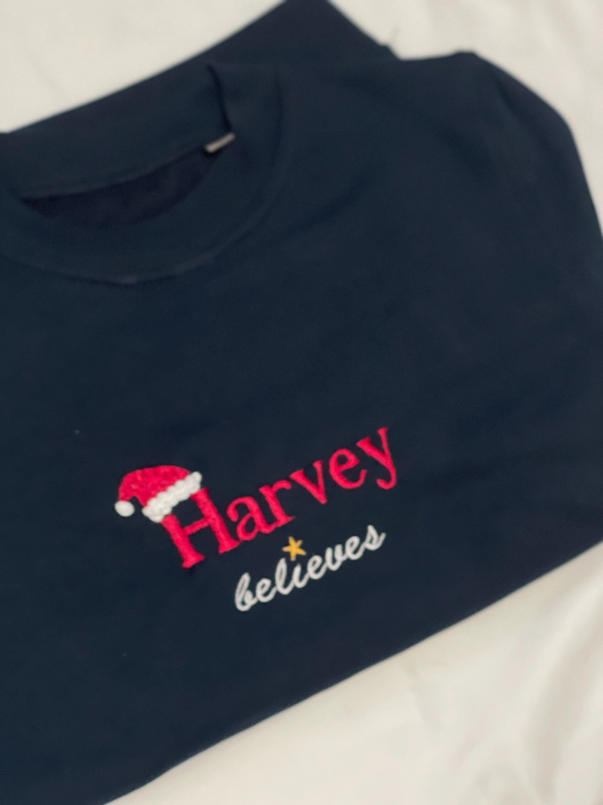 Personalised Kids Christmas Jumper – Embroidered Name Believes Sweatshirt - Image 6