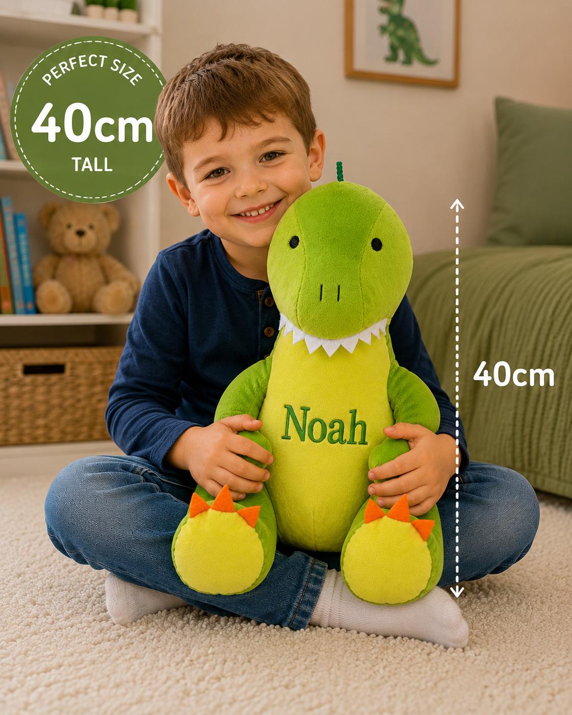 Personalised Dinosaur Plush Toy – 42cm Embroidered Name Dino - Image 5