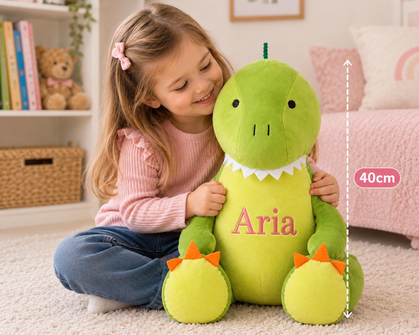 Personalised Dinosaur Plush Toy – 42cm Embroidered Name Dino - Image 2