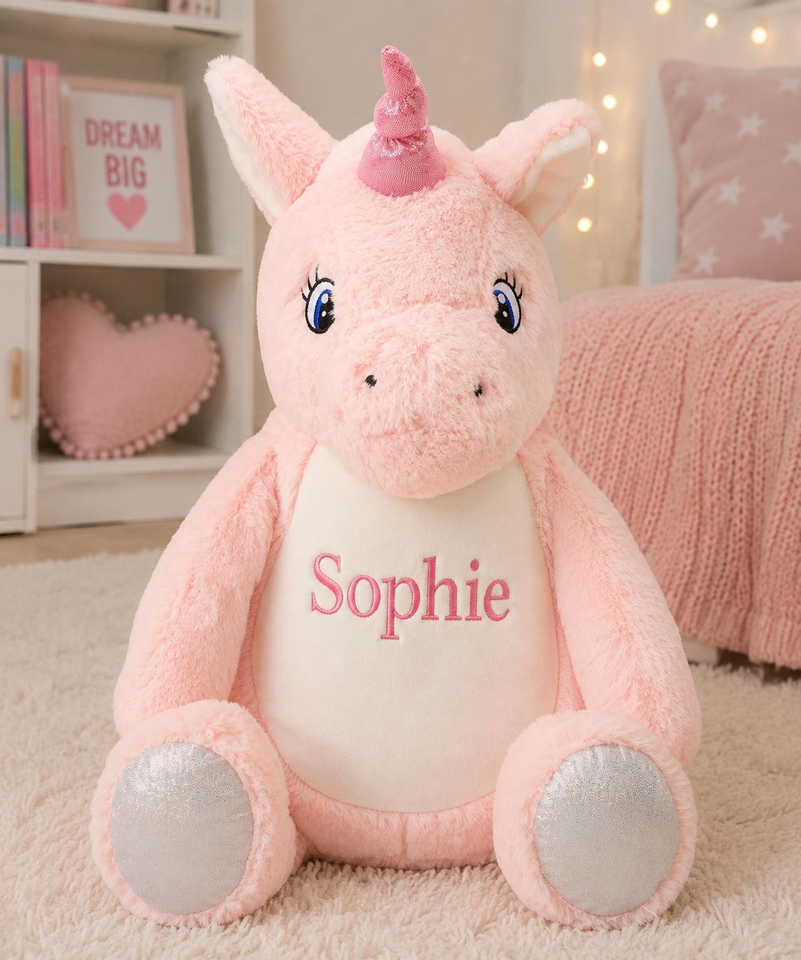 Personalised Unicorn Plush Toy – 38cm Embroidered Name Gift - Image 6