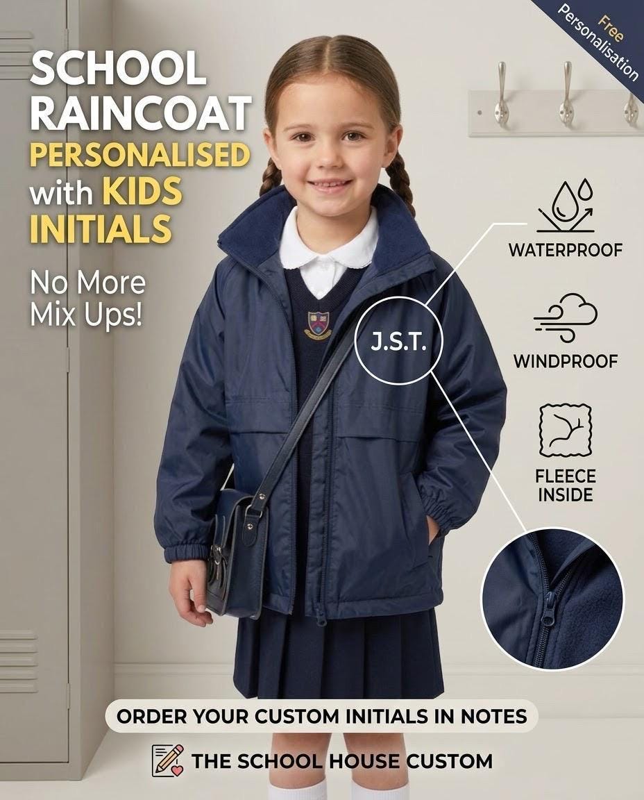 Personalised Kids Waterproof School Jacket – Fleece-Lined Embroidered Name Coat - Image 2