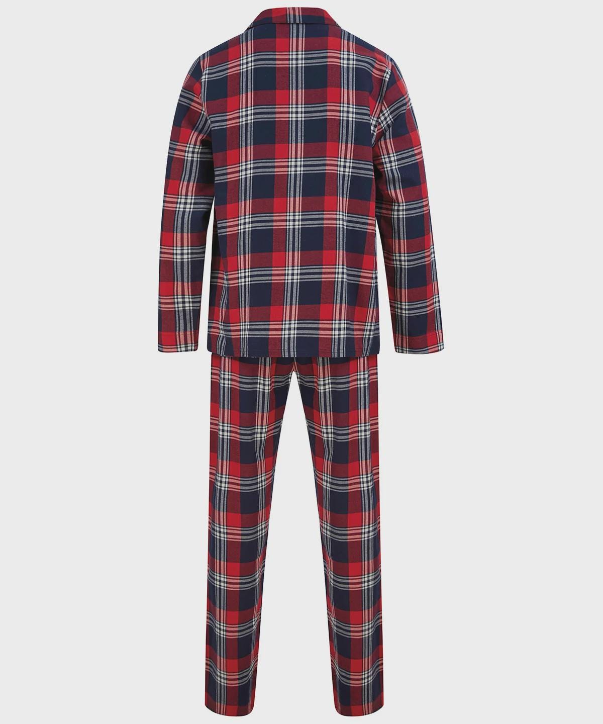 Personalised Adult Christmas Pyjamas – Embroidered Red Tartan Flannel PJs - Image 5