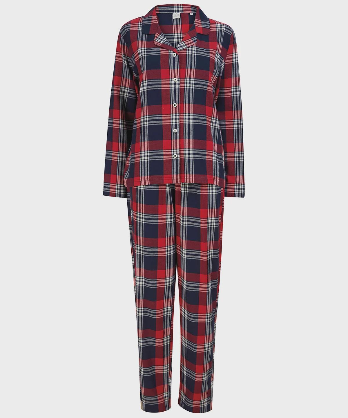 Personalised Adult Christmas Pyjamas – Embroidered Red Tartan Flannel PJs - Image 7