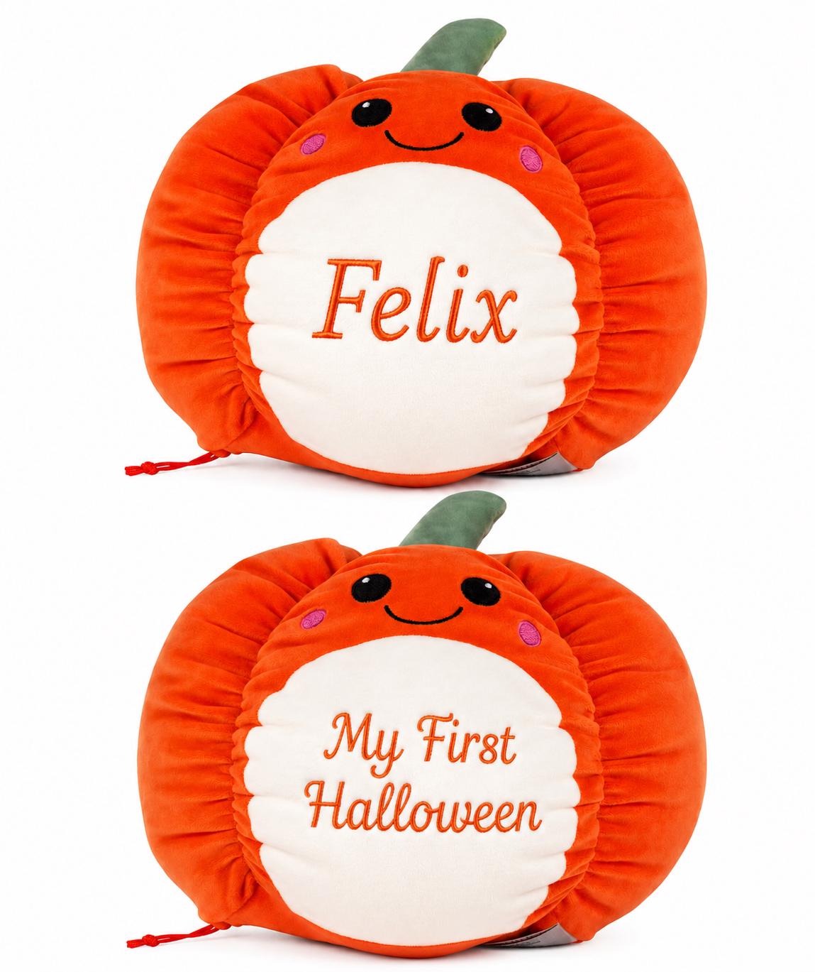 Personalised Pumpkin Plush Toy – Embroidered Halloween Name Gift - Image 7
