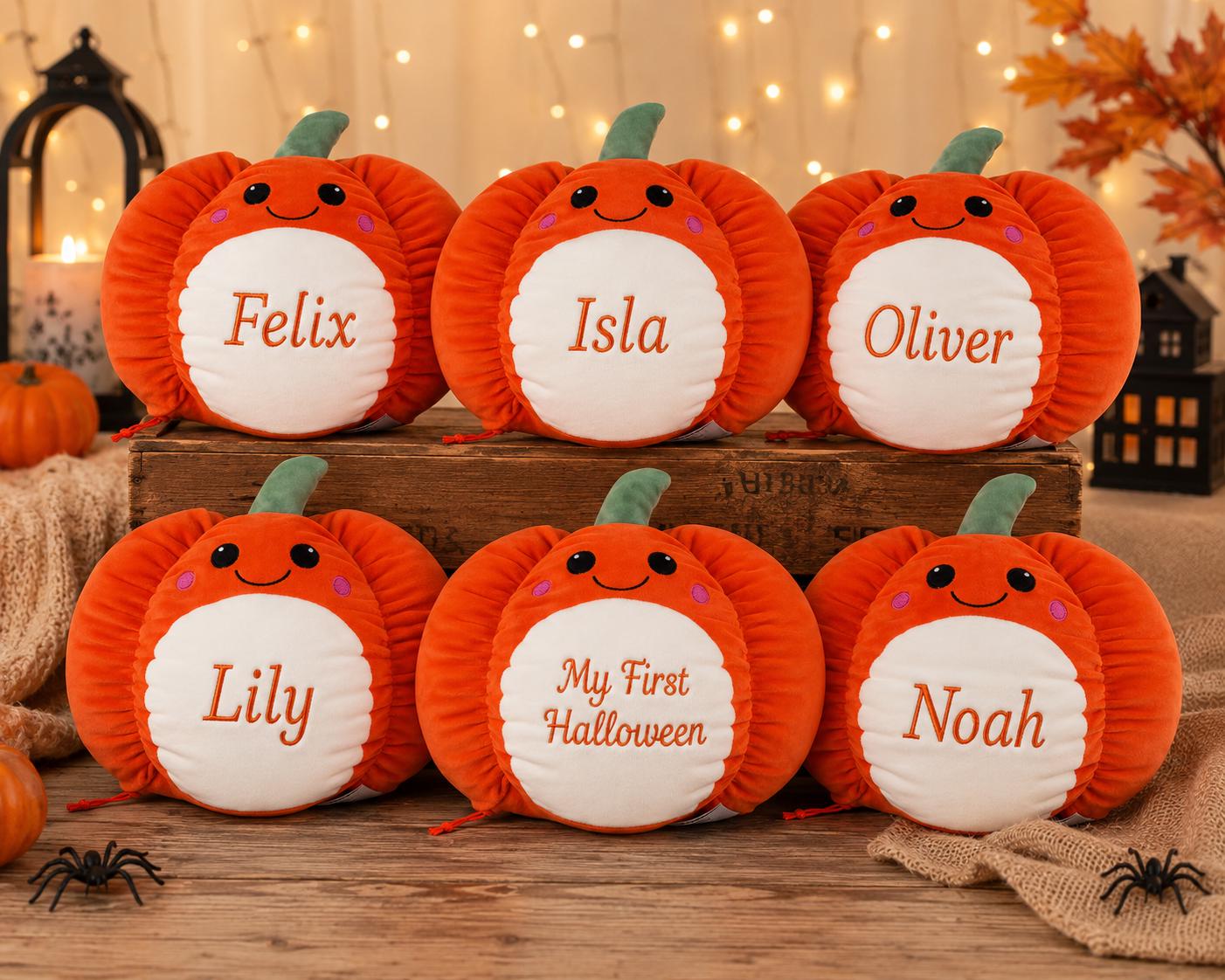 Personalised Pumpkin Plush Toy – Embroidered Halloween Name Gift - Image 5