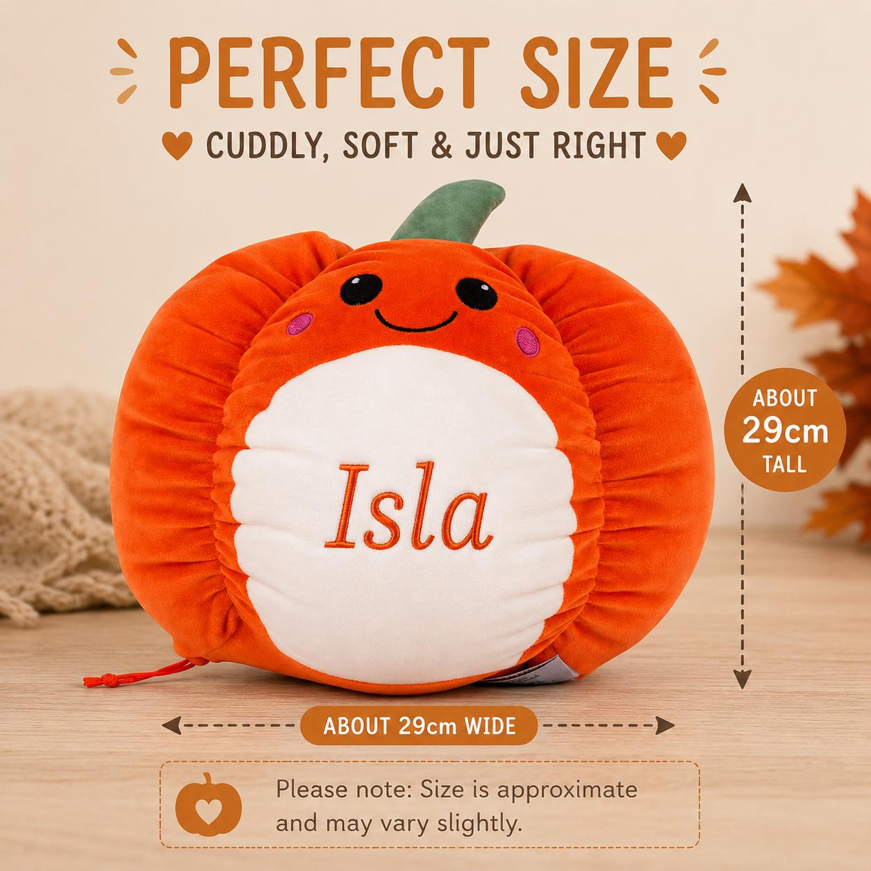 Personalised Pumpkin Plush Toy – Embroidered Halloween Name Gift - Image 2
