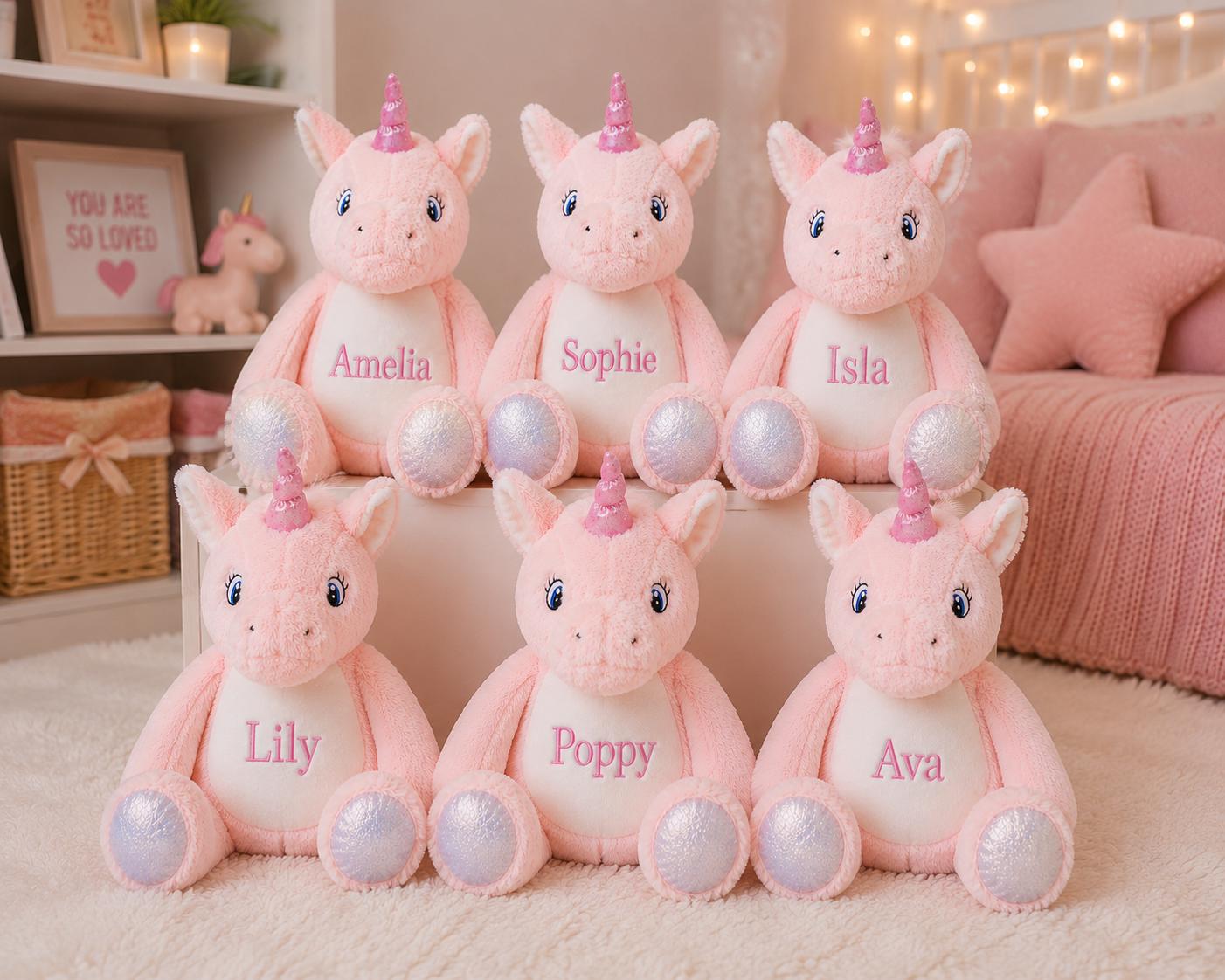 Personalised Unicorn Plush Toy – 38cm Embroidered Name Gift - Image 5