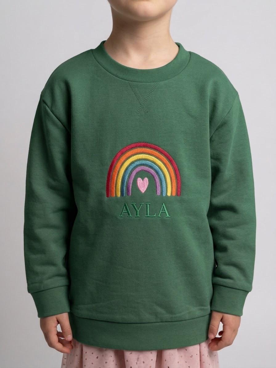 Personalised Girls Rainbow Birthday Sweatshirt – Embroidered Name & Age - Image 7