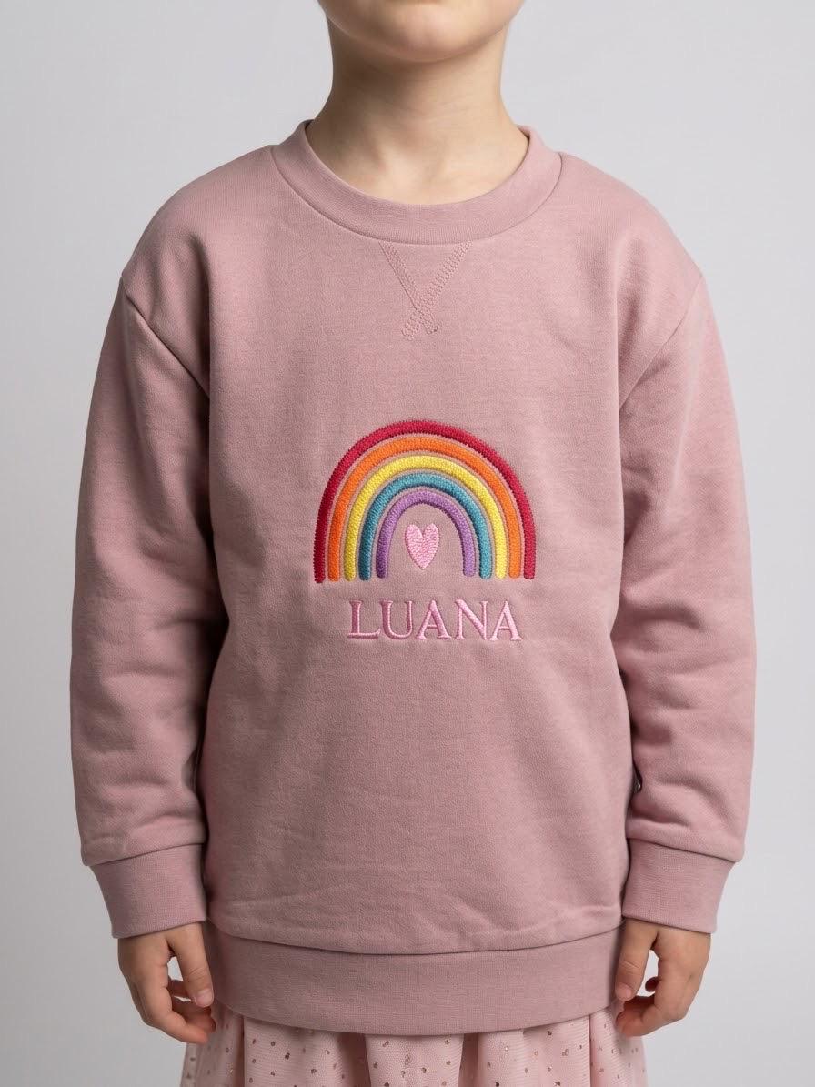 Personalised Girls Rainbow Birthday Sweatshirt – Embroidered Name & Age - Image 6