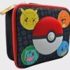Unpersonalised Pokémon lunch bag showing a raised Poké Ball and four character design