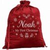 Personalised Velvet Christmas Sack – Embroidered Name Santa Gift Bag – photo 3